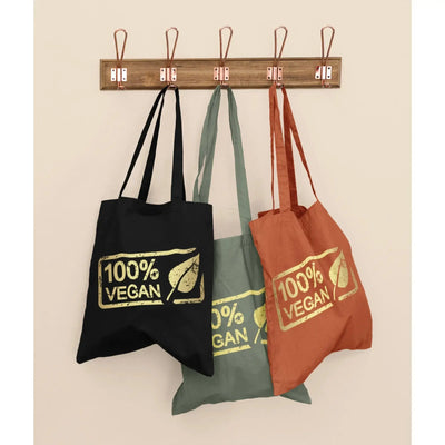 100% Vegan Logo Organic Cotton Tote Bag - Vegan As Folk