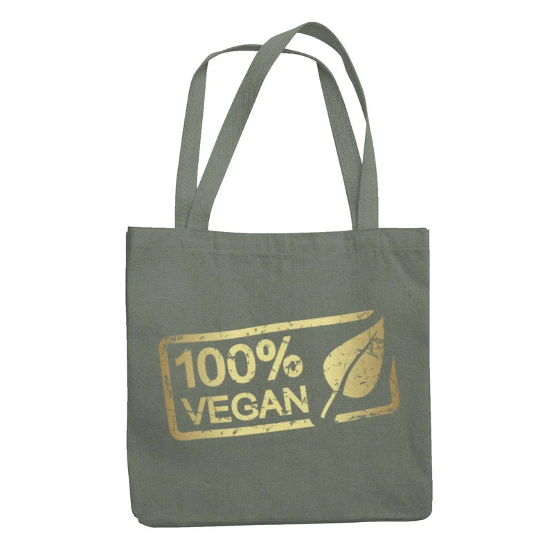100% Vegan Logo Organic Cotton Tote Bag - Vegan As Folk