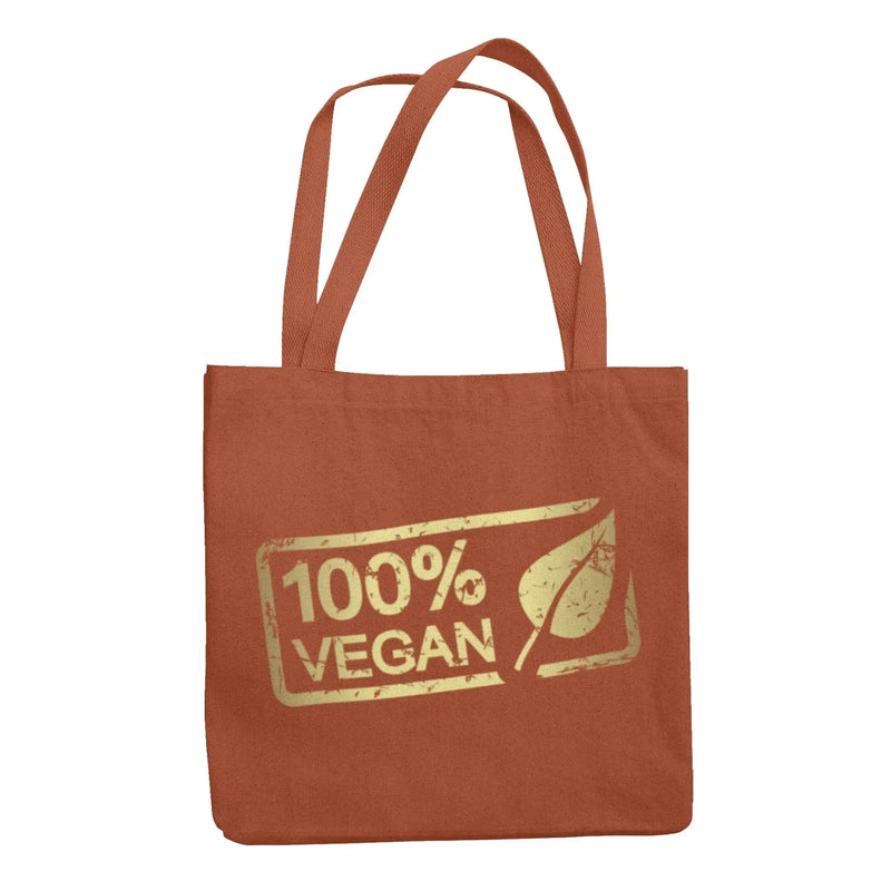 100% Vegan Logo Organic Cotton Tote Bag - Vegan As Folk