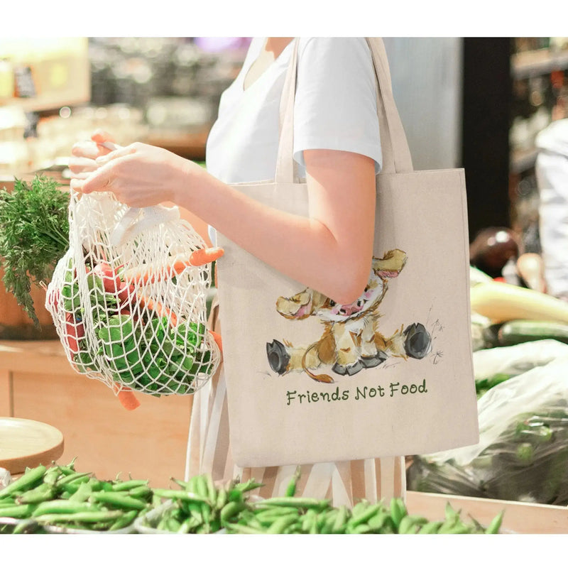 Cow Friends Not Food Organic Cotton Tote Bag - Vegan As Folk