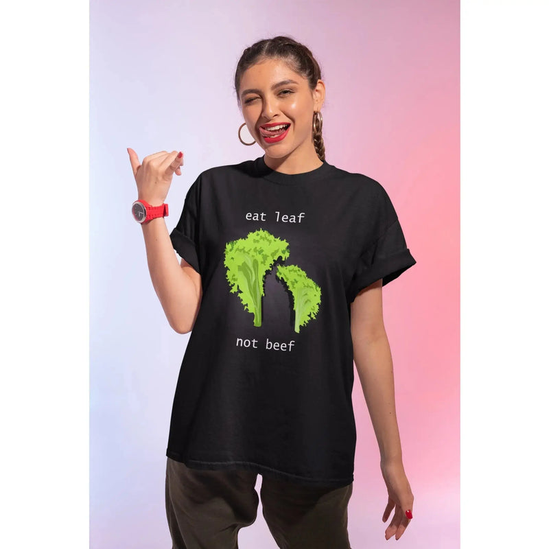 Eat Leaf Not Beef Organic Cotton (Unisex) T-Shirt - Vegan As Folk