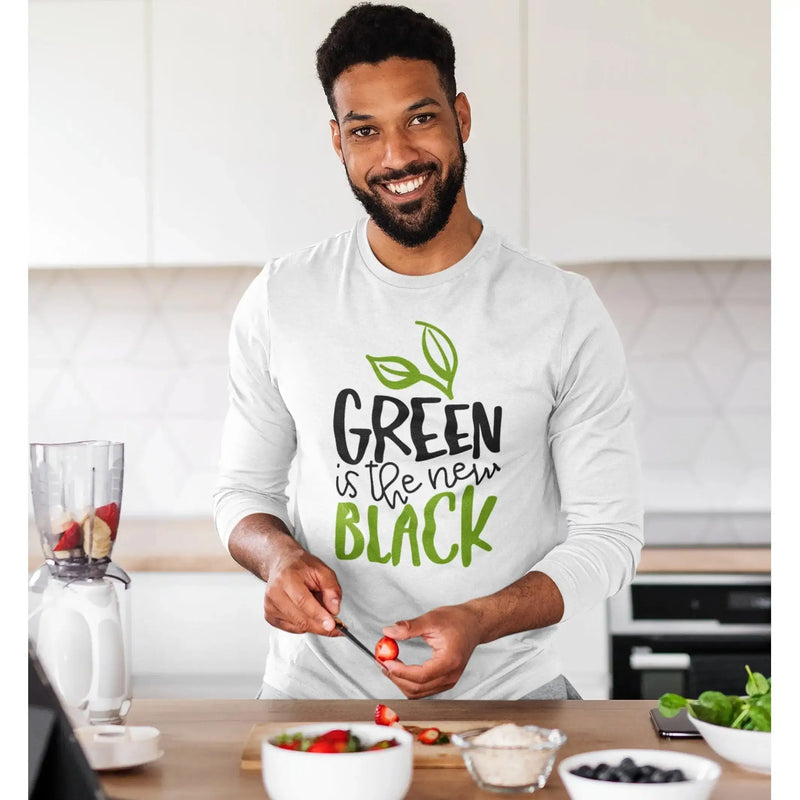 Green is the New Black Organic Cotton (Unisex) Vegan Long Sleeve T-Shirt - Vegan As Folk