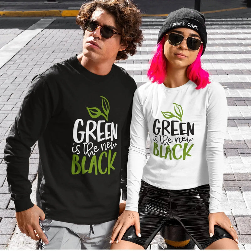 Green is the New Black Organic Cotton (Unisex) Vegan Long Sleeve T-Shirt - Vegan As Folk