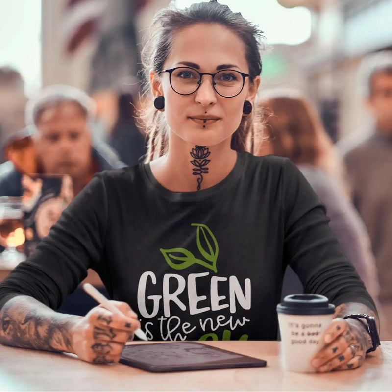 Green is the New Black Organic Cotton (Unisex) Vegan Long Sleeve T-Shirt - Vegan As Folk