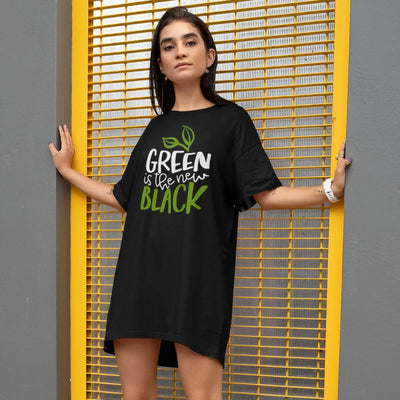 Green is the New Black Women's Organic Cotton Vegan T-Shirt Dress - Vegan As Folk