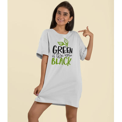 Green is the New Black Women's Organic Cotton Vegan T-Shirt Dress - Vegan As Folk