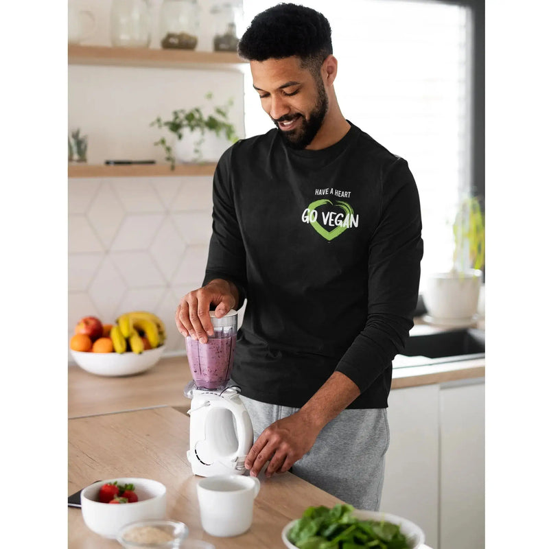Have a Heart Go Vegan Organic Cotton (Unisex) Vegan Long Sleeve T-Shirt - Vegan As Folk