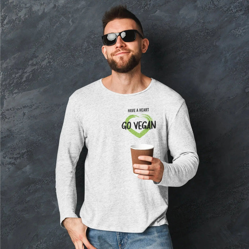 Have a Heart Go Vegan Organic Cotton (Unisex) Vegan Long Sleeve T-Shirt - Vegan As Folk