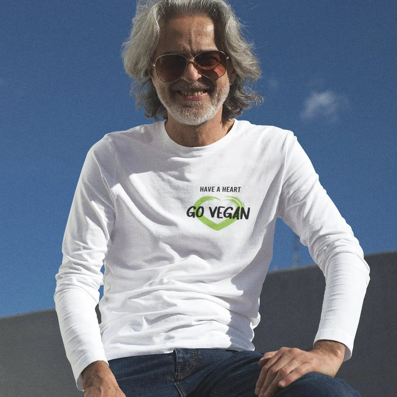 Have a Heart Go Vegan Organic Cotton (Unisex) Vegan Long Sleeve T-Shirt - Vegan As Folk