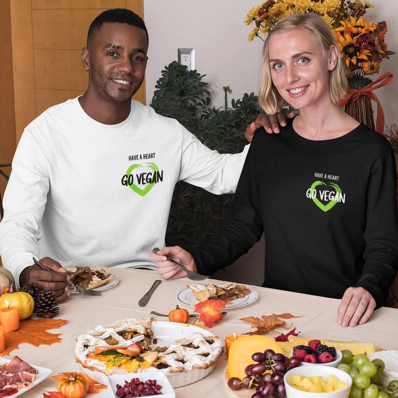 Have a Heart Go Vegan Organic Cotton (Unisex) Vegan Long Sleeve T-Shirt - Vegan As Folk