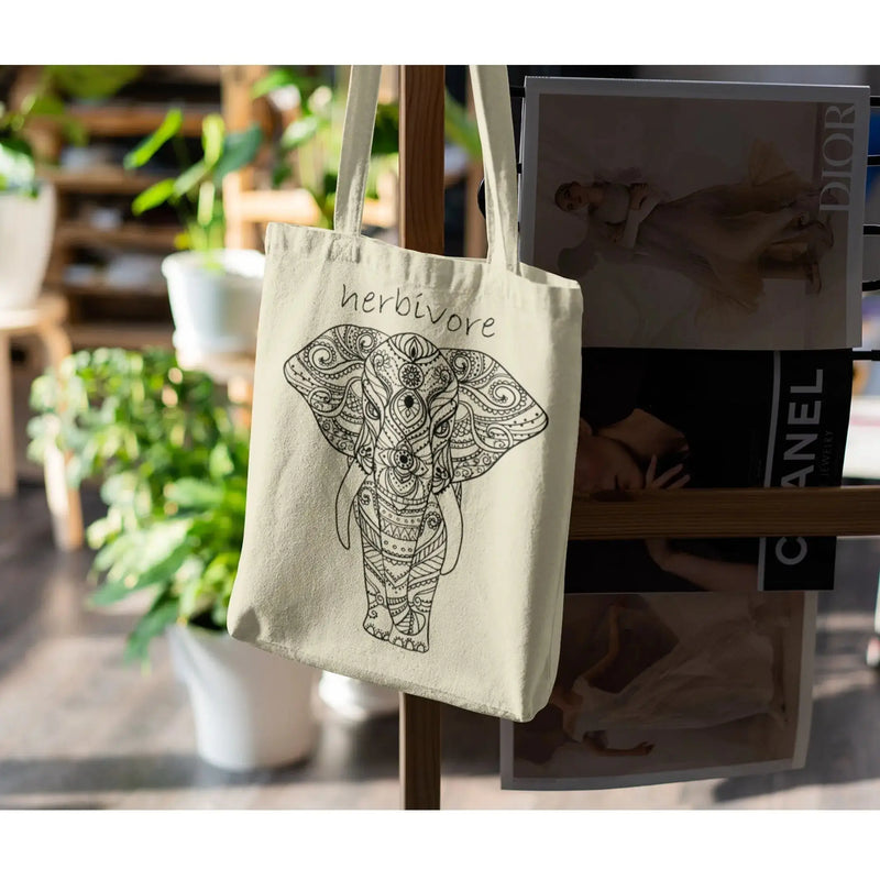 Herbivore Elephant Organic Cotton Vegan Tote Bag - Vegan As Folk