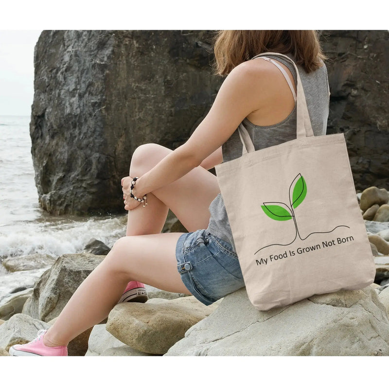 My Food is Grown Not Born Organic Cotton Tote Bag - Vegan As Folk