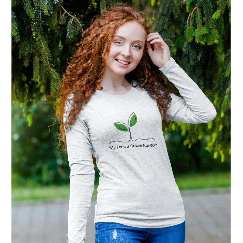 My Food is Grown Not Born Organic Cotton (Unisex) Vegan Long Sleeve T-Shirt - Vegan As Folk