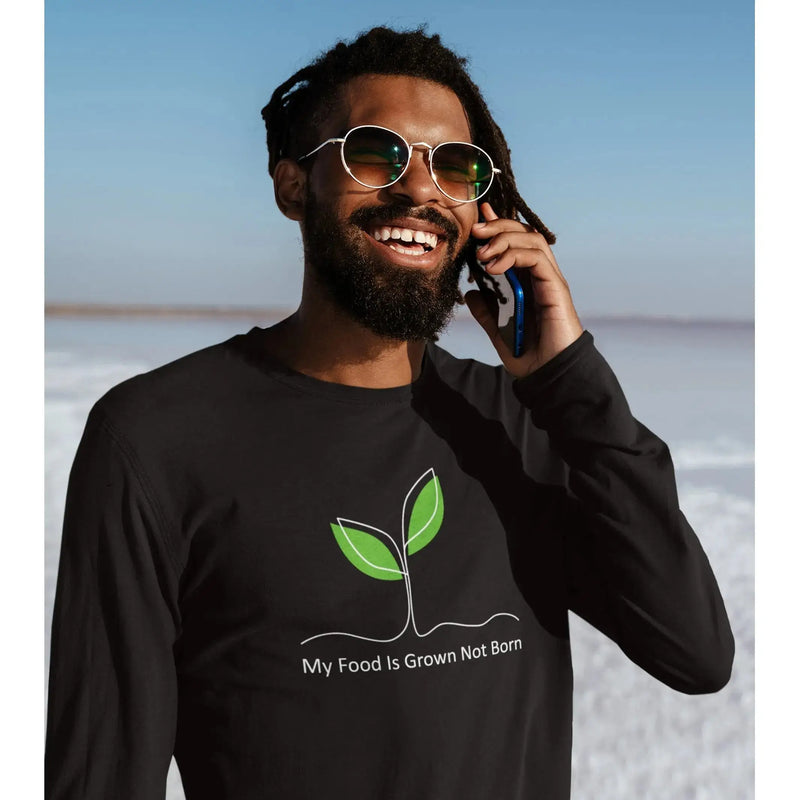 My Food is Grown Not Born Organic Cotton (Unisex) Vegan Long Sleeve T-Shirt - Vegan As Folk
