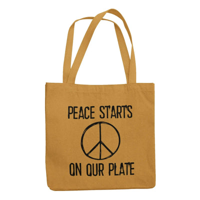 Peace Starts on Our Plate Organic Cotton Tote Bag - Vegan As Folk
