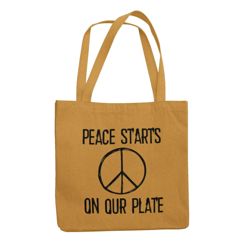 Peace Starts on Our Plate Organic Cotton Tote Bag - Vegan As Folk