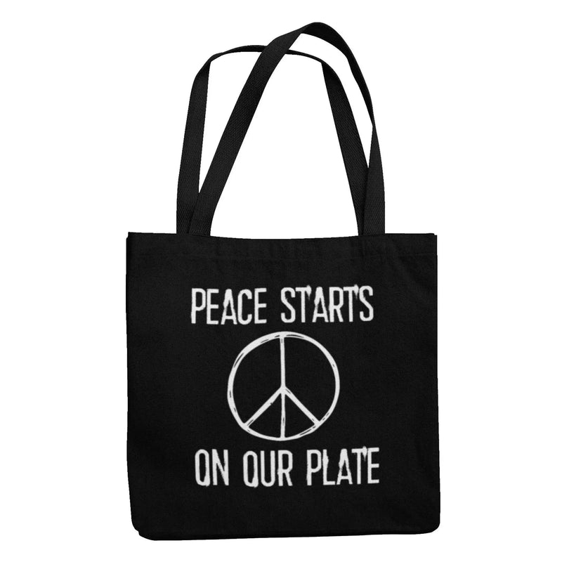 Peace Starts on Our Plate Organic Cotton Tote Bag - Vegan As Folk