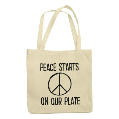 Peace Starts on Our Plate Organic Cotton Tote Bag - Vegan As Folk