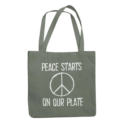 Peace Starts on Our Plate Organic Cotton Tote Bag - Vegan As Folk