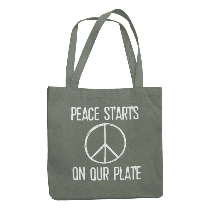 Peace Starts on Our Plate Organic Cotton Tote Bag - Vegan As Folk