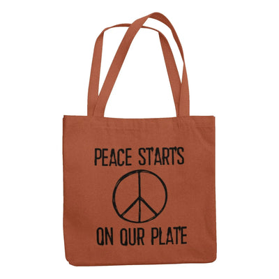 Peace Starts on Our Plate Organic Cotton Tote Bag - Vegan As Folk