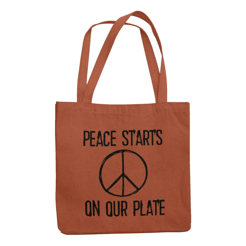 Peace Starts on Our Plate Organic Cotton Tote Bag - Vegan As Folk