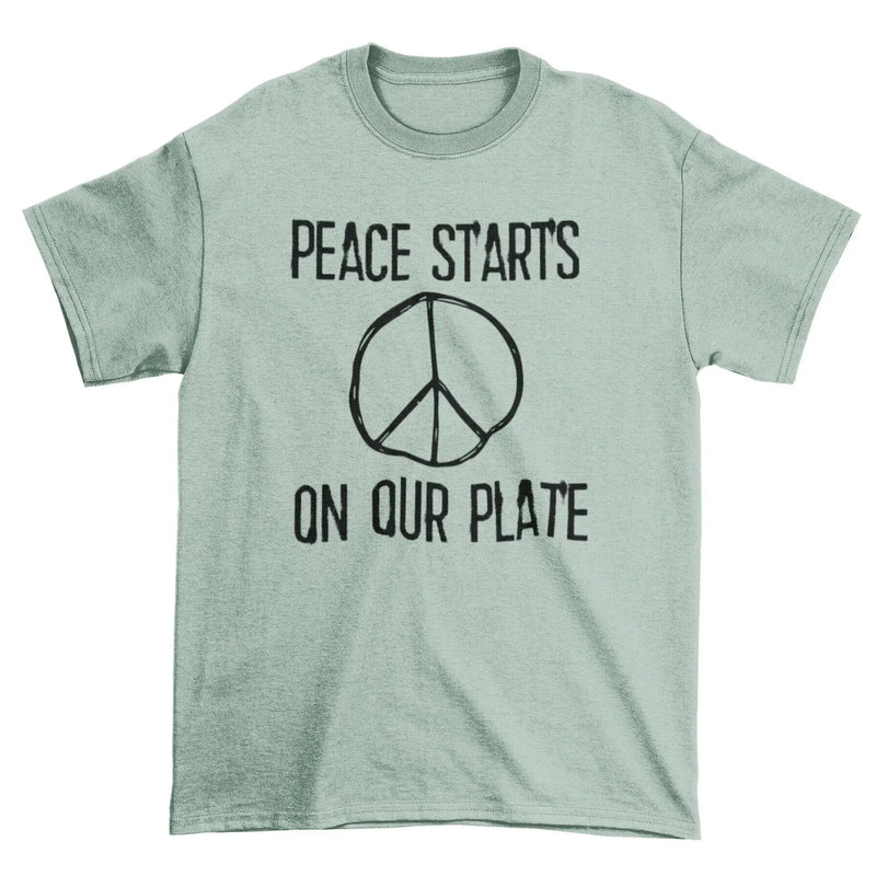 Peace Starts on Our Plate Organic Cotton Vegan (Unisex) T-Shirt - Vegan As Folk