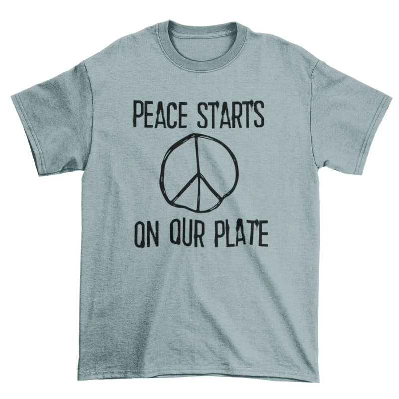 Peace Starts on Our Plate Organic Cotton Vegan (Unisex) T-Shirt - Vegan As Folk