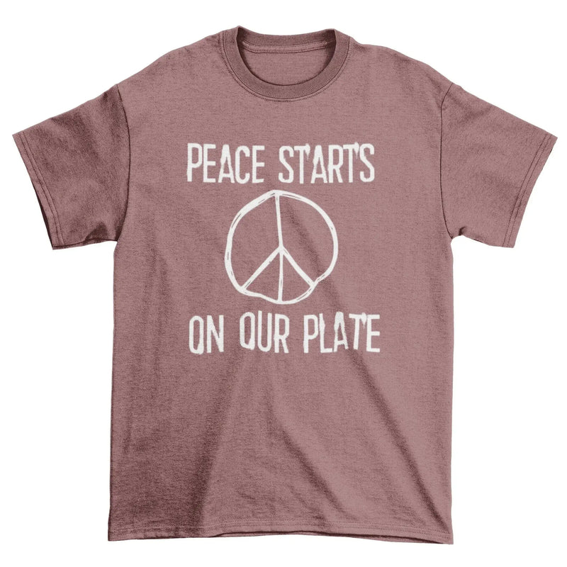 Peace Starts on Our Plate Organic Cotton Vegan (Unisex) T-Shirt - Vegan As Folk