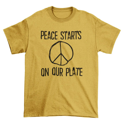 Peace Starts on Our Plate Organic Cotton Vegan (Unisex) T-Shirt - Vegan As Folk