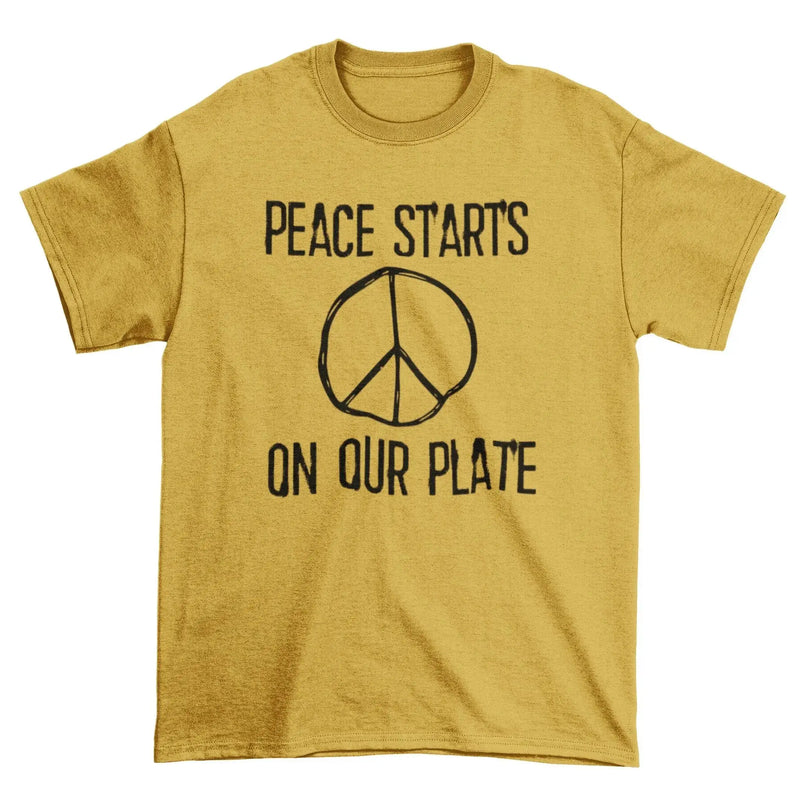 Peace Starts on Our Plate Organic Cotton Vegan (Unisex) T-Shirt - Vegan As Folk