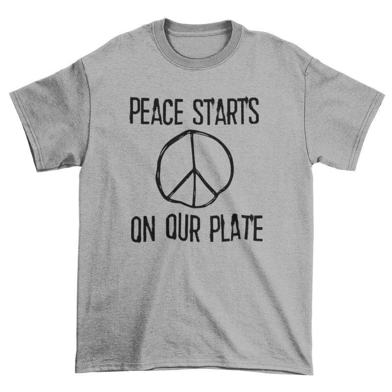 Peace Starts on Our Plate Organic Cotton Vegan (Unisex) T-Shirt - Vegan As Folk