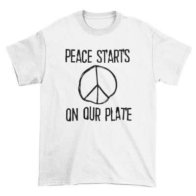 Peace Starts on Our Plate Organic Cotton Vegan (Unisex) T-Shirt - Vegan As Folk