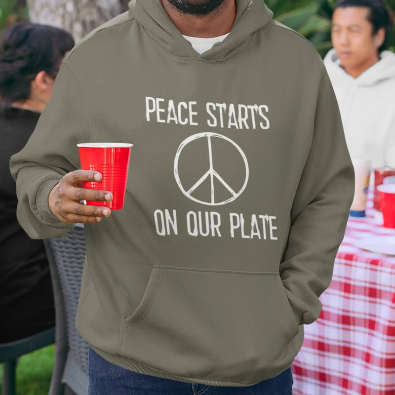 Peace Starts on Our Plate (Unisex) Vegan Hoodie - Vegan As Folk
