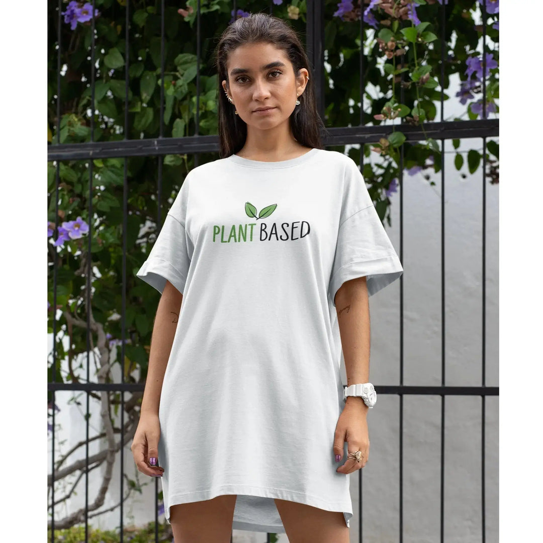 Plant Based Women s Organic Cotton Vegan T Shirt Dress Vegan As Folk