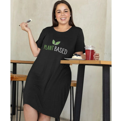 Plant Based Women's Organic Cotton Vegan T-Shirt Dress - Vegan As Folk