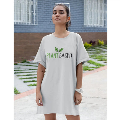 Plant Based Women's Organic Cotton Vegan T-Shirt Dress - Vegan As Folk