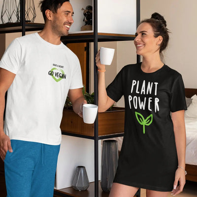 Plant Power Women's Organic Cotton Vegan T-Shirt Dress - Vegan As Folk