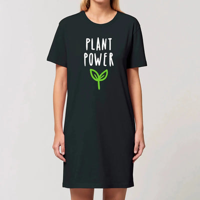 Plant Power Women's Organic Cotton Vegan T-Shirt Dress - Vegan As Folk