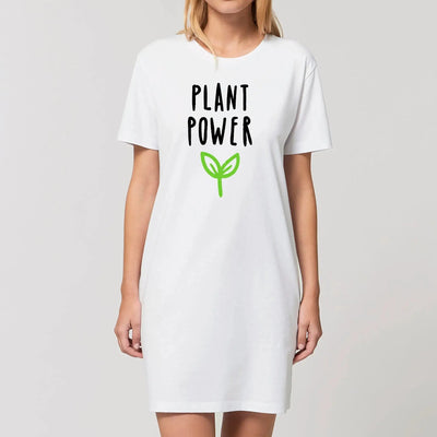 Plant Power Women's Organic Cotton Vegan T-Shirt Dress - Vegan As Folk