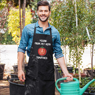 Vegan From My Head Tomatoes Organic Cotton Kitchen Apron - Vegan As Folk