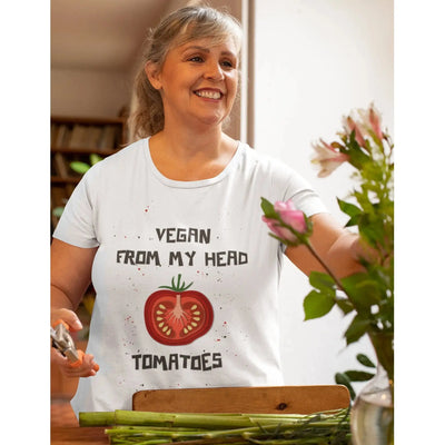 Vegan From My Head Tomatoes Organic Cotton Vegan (Unisex) T-Shirt - Vegan As Folk