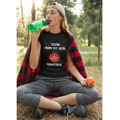 Vegan From My Head Tomatoes Organic Cotton Vegan (Unisex) T-Shirt - Vegan As Folk