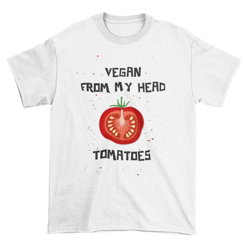 Vegan From My Head Tomatoes Organic Cotton Vegan (Unisex) T-Shirt - Vegan As Folk
