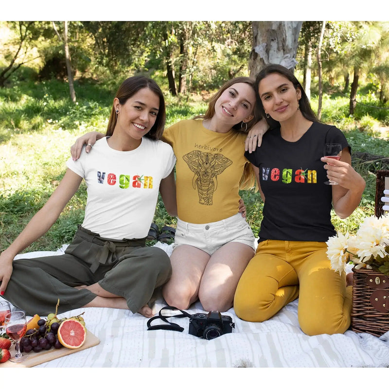 Vegan Fruit & Veg Logo Organic Cotton (Unisex) T-Shirt - Vegan As Folk