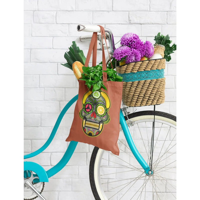Vegan Sugar Skull Organic Cotton Tote Bag - Vegan As Folk