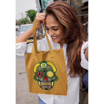 Vegan Sugar Skull Organic Cotton Tote Bag - Vegan As Folk