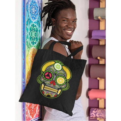 Vegan Sugar Skull Organic Cotton Tote Bag - Vegan As Folk