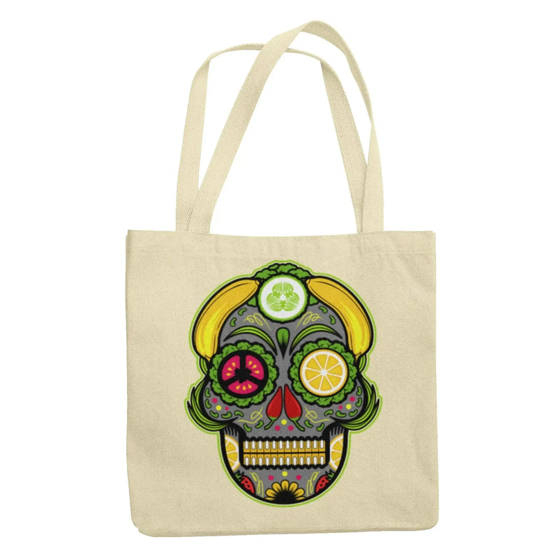 Vegan Sugar Skull Organic Cotton Tote Bag - Vegan As Folk