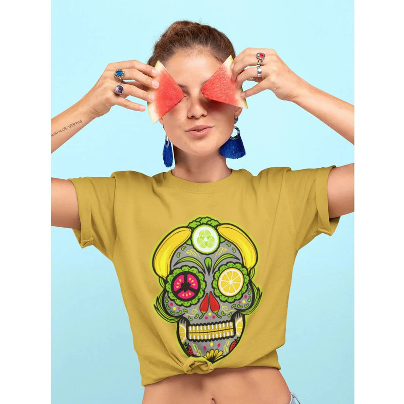 Vegan Sugar Skull Organic Cotton (Unisex) T-Shirt - Vegan As Folk